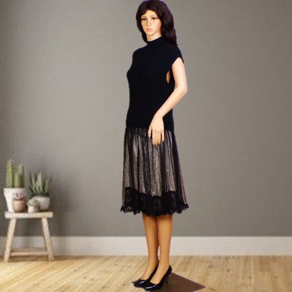 EXPRESS size S black knit short-sleeve turtle-neck pullover top cotton blend - Picture 11 of 16